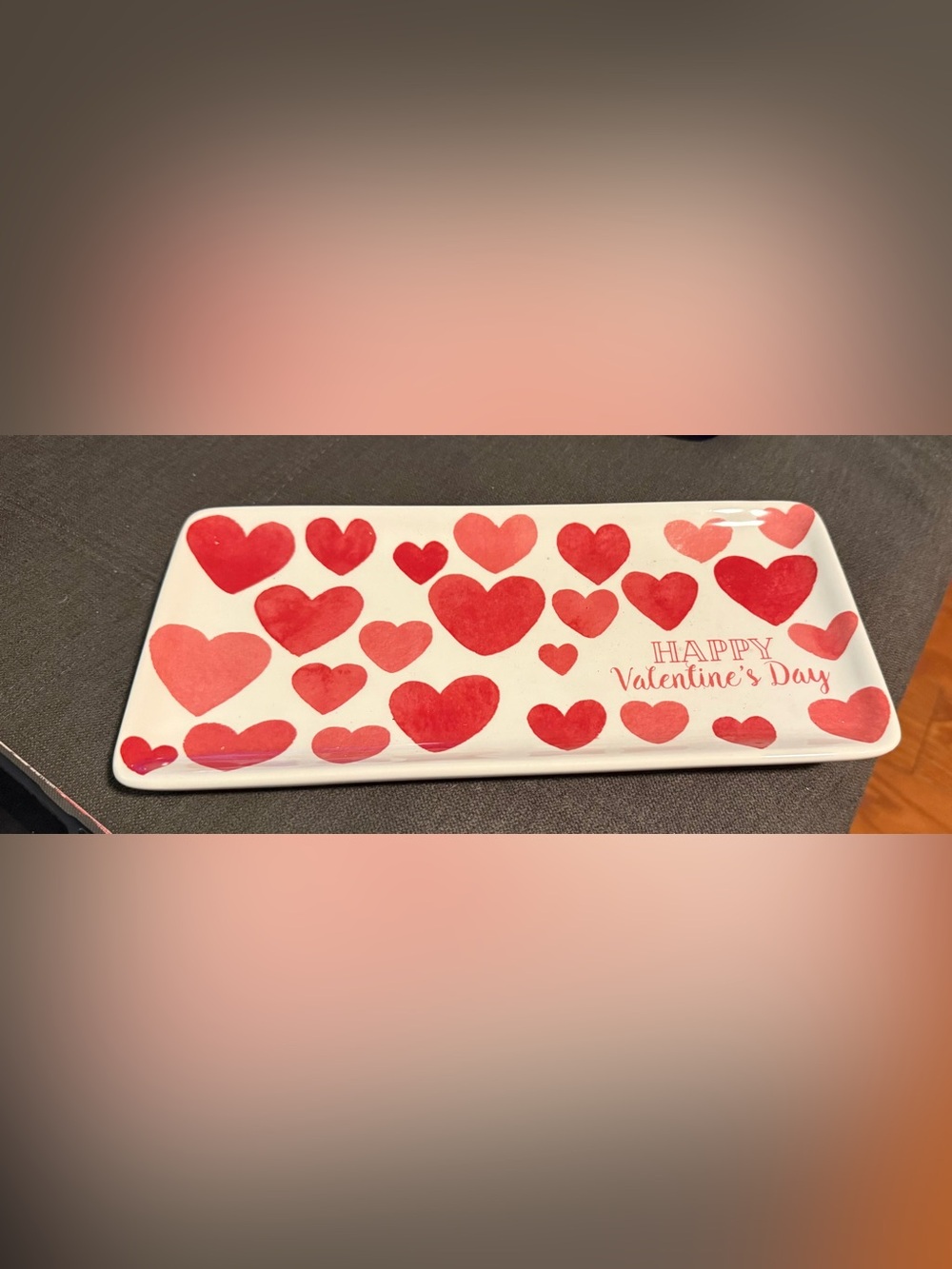 Valentine's Day Red Heart Ceramic Serving Tray